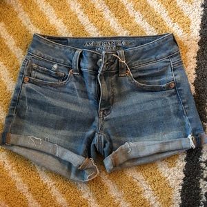 AE high-waisted midi jean shorts, 00